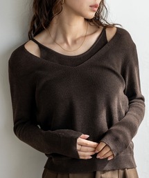 VitaFelice | キャミレイヤード風ニットトップス シアーニット 重ね着風(ニット/セーター)