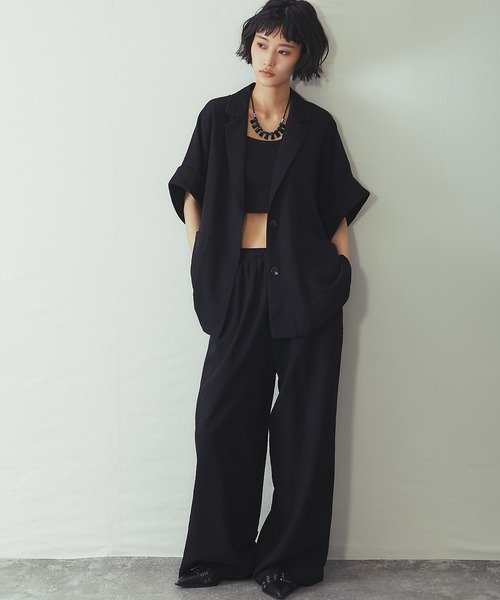 ANOTHER S(アナザーエス)の「ストライプワイドパンツ(その他パンツ・レディース・ブラック/ストライプ・M)」の9枚目の写真