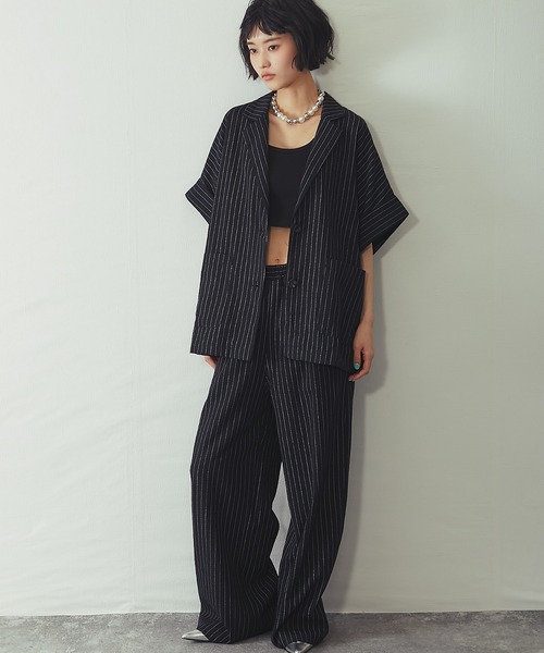 ANOTHER S(アナザーエス)の「ストライプワイドパンツ(その他パンツ・レディース・ブラック/ストライプ・M)」の18枚目の写真