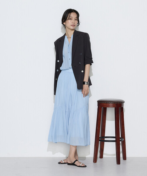 K.T KIYOKO TAKASE(キヨコタカセ)の「リネン/トリアセテートストレッチ ダブルブレストジャケット(テーラードジャケット・レディース・ブラウン/キナリ/チャコール・7号/9号/11号)」の5枚目の写真