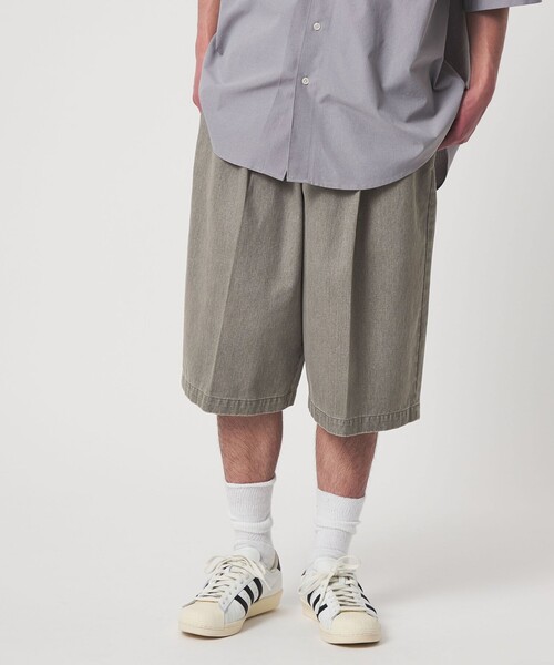 CITEN(シテン)の「<CITEN>ウォッシュツイル2プリーツショートパンツ(その他パンツ・メンズ・ダークグレー/ベージュ・L/M)」の2枚目の写真