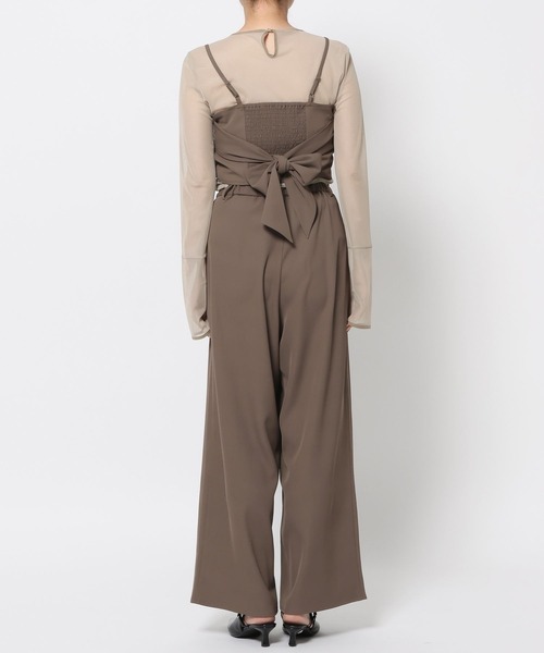 mysty woman（ミスティウーマン）の「【WEB限定】オケージョンビスチェパンツSET UP ドレス667613（パンツドレス・レディース・グレイッシュベージュ/ブラック系その他・FREE）」の4枚目の写真