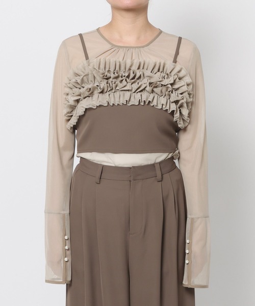 mysty woman（ミスティウーマン）の「【WEB限定】オケージョンビスチェパンツSET UP ドレス667613（パンツドレス・レディース・グレイッシュベージュ/ブラック系その他・FREE）」の5枚目の写真