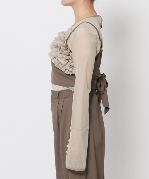 mysty woman（ミスティウーマン）の「【WEB限定】オケージョンビスチェパンツSET UP ドレス667613（パンツドレス・レディース・グレイッシュベージュ/ブラック系その他・FREE）」の6枚目の写真