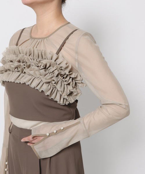 mysty woman（ミスティウーマン）の「【WEB限定】オケージョンビスチェパンツSET UP ドレス667613（パンツドレス・レディース・グレイッシュベージュ/ブラック系その他・FREE）」の9枚目の写真