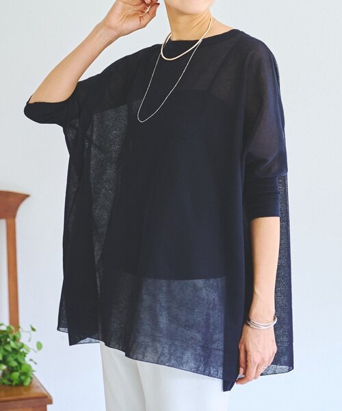 BEARDSLEY（ビアズリー）の「《4/2(木)18：00予約開始》シアープルオーバー（ニット/セーター・レディース・ネイビー/ミント/ライトグレー・FREE）」の3枚目の写真