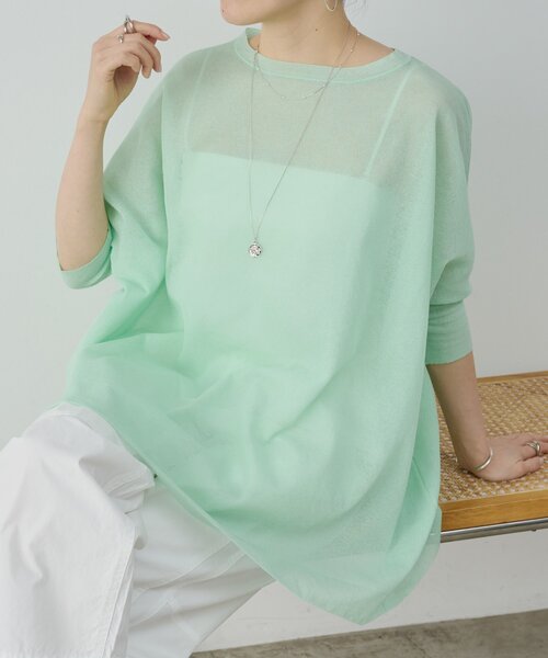 BEARDSLEY（ビアズリー）の「《4/2(木)18：00予約開始》シアープルオーバー（ニット/セーター・レディース・ネイビー/ミント/ライトグレー・FREE）」の2枚目の写真