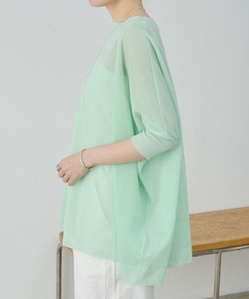 BEARDSLEY（ビアズリー）の「《4/2(木)18：00予約開始》シアープルオーバー（ニット/セーター・レディース・ネイビー/ミント/ライトグレー・FREE）」の4枚目の写真