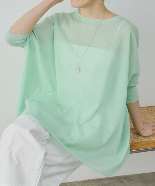 BEARDSLEY（ビアズリー）の「《4/2(木)18：00予約開始》シアープルオーバー（ニット/セーター・レディース・ネイビー/ミント/ライトグレー・FREE）」の7枚目の写真