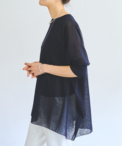 BEARDSLEY（ビアズリー）の「《4/2(木)18：00予約開始》シアープルオーバー（ニット/セーター・レディース・ネイビー/ミント/ライトグレー・FREE）」の14枚目の写真