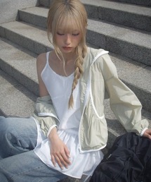 anyonemore（エニワンモア）の「ウエスト紐レイヤードシースルーキャミワンピース（ワンピース）」