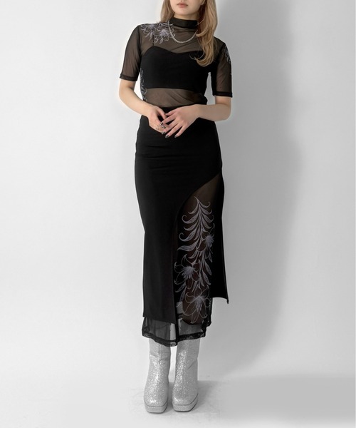 jiasecond.(ジアセカンド)の「【jiasecond.】タトゥーシアー半袖トップス / トップス 半袖 シアー フラワー ブラック ベージュ ZOZOTOWN限定(その他トップス・レディース・ベージュ/ブラック・FREE)」の11枚目の写真