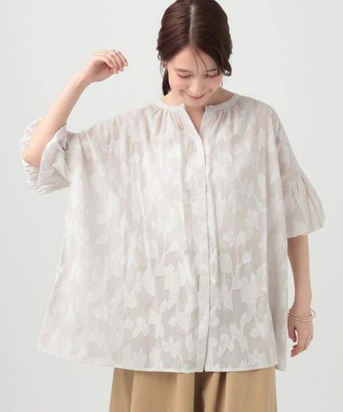 studio CLIP(スタディオクリップ)の「ダブルフロントストライプジャガードブラウス(シャツ/ブラウス・レディース・ブルー/ライトグリーン/ベージュ・FREE)」の21枚目の写真