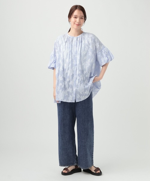 studio CLIP(スタディオクリップ)の「ダブルフロントストライプジャガードブラウス(シャツ/ブラウス・レディース・ブルー/ライトグリーン/ベージュ・FREE)」の10枚目の写真