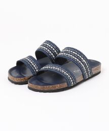 【ITALIAN SHOEMAKERS】ラインストーンダブルベルトフラットサンダル(962304)