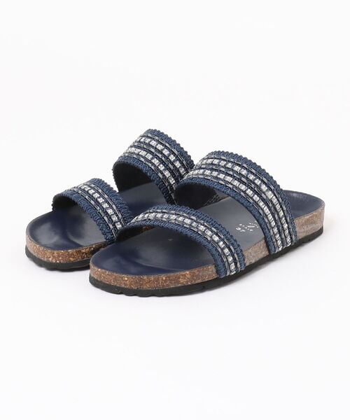ITALIAN SHOEMAKERS(イタリアンシューメーカー)の「【ITALIAN SHOEMAKERS】ラインストーンダブルベルトフラットサンダル(962304)(サンダル・レディース・ホワイト/ネイビー/ライトベージュ・35/39/38/37/36)」の3枚目の写真