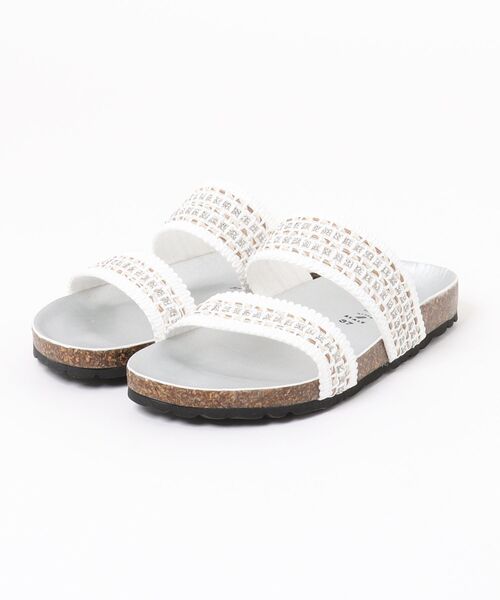 ITALIAN SHOEMAKERS(イタリアンシューメーカー)の「【ITALIAN SHOEMAKERS】ラインストーンダブルベルトフラットサンダル(962304)(サンダル・レディース・ホワイト/ネイビー/ライトベージュ・35/39/38/37/36)」の2枚目の写真