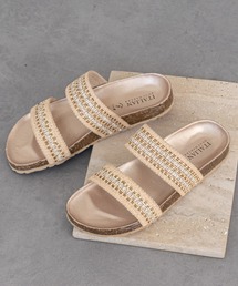 【ITALIAN SHOEMAKERS】ラインストーンダブルベルトフラットサンダル(962304)