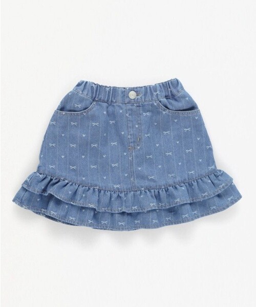 BRANSHES（ブランシェス）の「ジャガードデニムスカート（デニムスカート・キッズ・サックスブルー/ネイビー・100/90/130/110/120/140/150）」の4枚目の写真