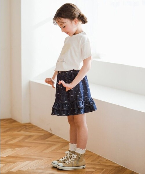 BRANSHES（ブランシェス）の「ジャガードデニムスカート（デニムスカート・キッズ・サックスブルー/ネイビー・100/90/130/110/120/140/150）」の17枚目の写真