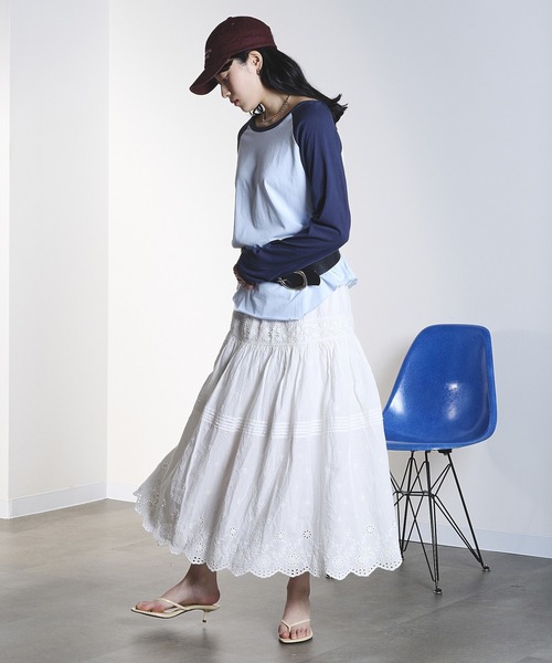 ROSE BUD（ローズバッド）の「EMBROIDERY LACE LONG SKIRT（スカート・レディース・ホワイト/ブラウン・ONE SIZE）」の11枚目の写真