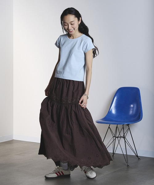 ROSE BUD（ローズバッド）の「EMBROIDERY LACE LONG SKIRT（スカート・レディース・ホワイト/ブラウン・ONE SIZE）」の6枚目の写真