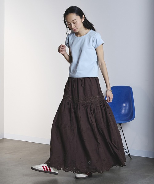 ROSE BUD（ローズバッド）の「EMBROIDERY LACE LONG SKIRT（スカート・レディース・ホワイト/ブラウン・ONE SIZE）」の5枚目の写真
