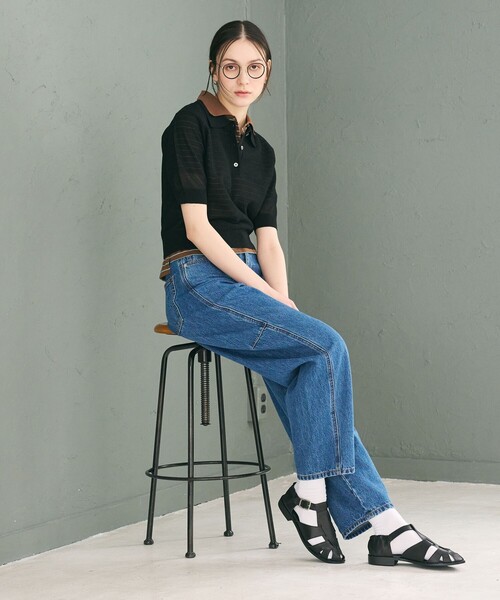 BEAUTY&YOUTH UNITED ARROWS（ビューティーアンドユースユナイテッドアローズ）の「メッシュ ポロニット プルオーバー ウォッシャブル（ニット/セーター・レディース・ライトブルー/ブラック/オフホワイト・FREE）」の13枚目の写真