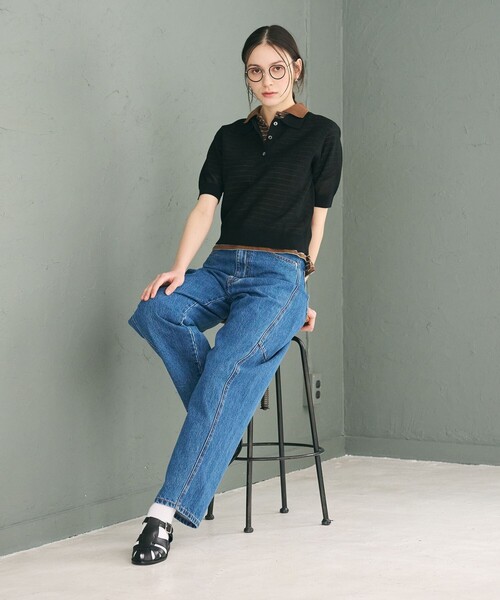 BEAUTY&YOUTH UNITED ARROWS（ビューティーアンドユースユナイテッドアローズ）の「メッシュ ポロニット プルオーバー ウォッシャブル（ニット/セーター・レディース・ライトブルー/ブラック/オフホワイト・FREE）」の14枚目の写真