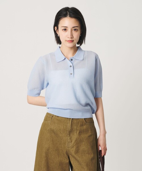 BEAUTY&YOUTH UNITED ARROWS（ビューティーアンドユースユナイテッドアローズ）の「メッシュ ポロニット プルオーバー ウォッシャブル（ニット/セーター・レディース・ライトブルー/ブラック/オフホワイト・FREE）」の15枚目の写真