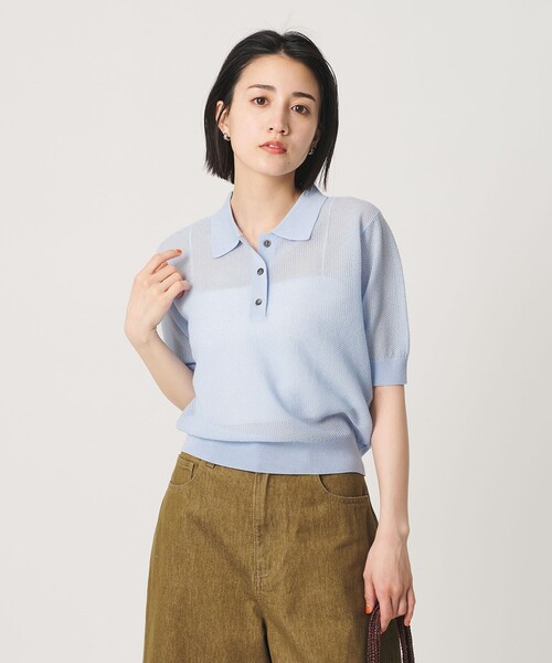 BEAUTY&YOUTH UNITED ARROWS（ビューティーアンドユースユナイテッドアローズ）の「メッシュ ポロニット プルオーバー ウォッシャブル（ニット/セーター・レディース・ライトブルー/ブラック/オフホワイト・FREE）」の16枚目の写真