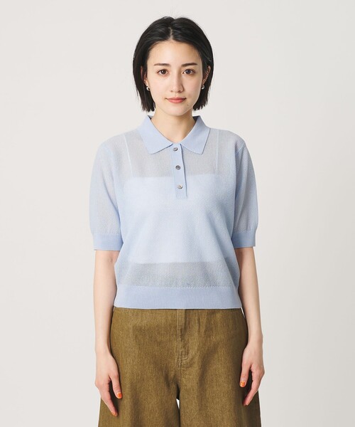 BEAUTY&YOUTH UNITED ARROWS（ビューティーアンドユースユナイテッドアローズ）の「メッシュ ポロニット プルオーバー ウォッシャブル（ニット/セーター・レディース・ライトブルー/ブラック/オフホワイト・FREE）」の18枚目の写真