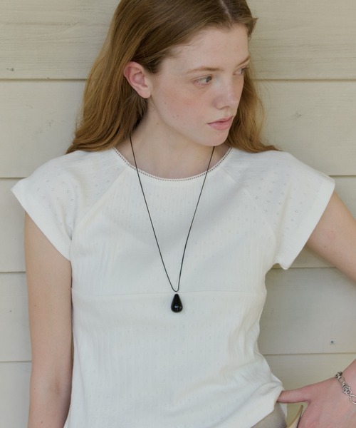 GIUNON(ジウノン)の「black drop cord necklace / ブラックドロップコードネックレス(ネックレス・レディース・ブラック・FREE)」の4枚目の写真