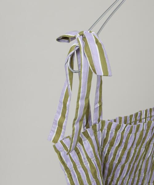 sara mallika(サラ マリカ)の「Sara mallika/Stripe Print Shiring Top(セットアップ可)(シャツ/ブラウス・レディース・カーキ・FREE)」の4枚目の写真