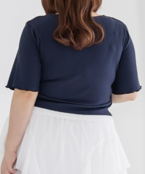 CLETTE(クレット)の「CLETTEオリジナルレイヤード風リブカットソー(Tシャツ/カットソー・レディース・ネイビー/グレー・4L/3L/LL)」の9枚目の写真