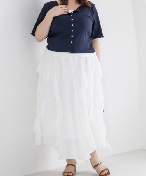 CLETTE(クレット)の「CLETTEオリジナルレイヤード風リブカットソー(Tシャツ/カットソー・レディース・ネイビー/グレー・4L/3L/LL)」の11枚目の写真