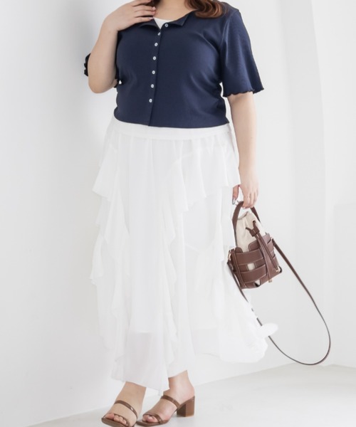 CLETTE(クレット)の「CLETTEオリジナルレイヤード風リブカットソー(Tシャツ/カットソー・レディース・ネイビー/グレー・4L/3L/LL)」の12枚目の写真