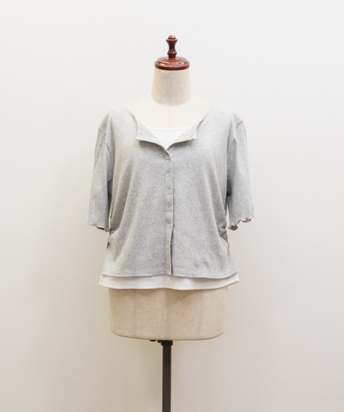CLETTE(クレット)の「CLETTEオリジナルレイヤード風リブカットソー(Tシャツ/カットソー・レディース・ネイビー/グレー・4L/3L/LL)」の13枚目の写真