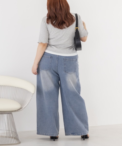 CLETTE(クレット)の「CLETTEオリジナルレイヤード風リブカットソー(Tシャツ/カットソー・レディース・ネイビー/グレー・4L/3L/LL)」の7枚目の写真