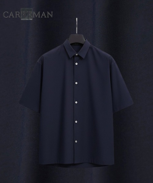 UNITED TOKYO（ユナイテッドトウキョウ）の「CARREMAN DRY LIGHT ショートスリーブシャツ　｜オフィスカジュアル/ビジネス/フォーマル/オケージョン/スーツ/インナー/ウォッシャブル/イージーケア/ストレッチ/防シワ（シャツ/ブラウス・メンズ・ダークネイビー/ダークグレー/グレイッシュベージュ/オフホワイト・3/2/1）」の4枚目の写真