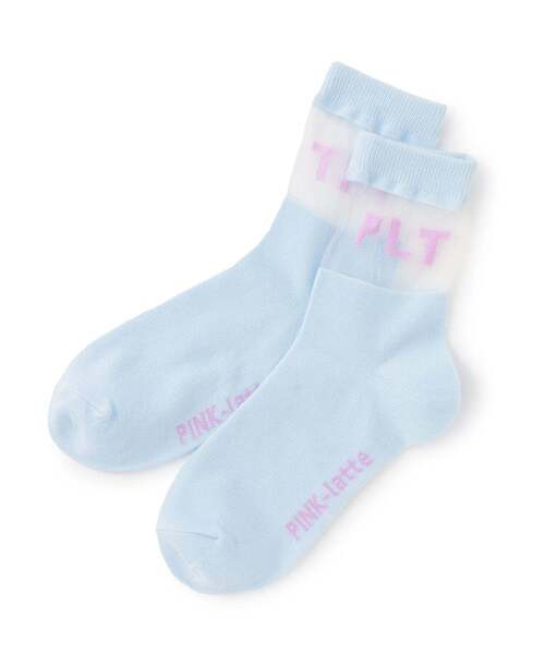 PINK-latte(ピンクラテ)の「シースルークルーソックス(ソックス/靴下・キッズ・サックスブルー/ブラック・F)」の2枚目の写真