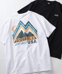 【76】【FIRST DOWN USA/ファーストダウン USA】グラフィック ロゴプリント クルーネックTシャツ/ワンポイントワッペン/バックプリント