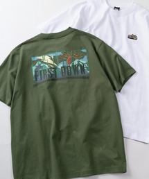 【76】【FIRST DOWN USA/ファーストダウン USA】グラフィック ロゴプリント クルーネックTシャツ/ワンポイントワッペン/バックプリント