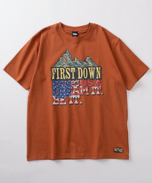 FIRST DOWN(ファーストダウン)の「【76】【FIRST DOWN USA/ファーストダウン USA】グラフィック ロゴプリント クルーネックTシャツ/ワンポイントワッペン/バックプリント(Tシャツ/カットソー・メンズ・カーキ/ホワイト系その他2/ブラック/オレンジ/ホワイト系その他/ホワイト・M/S)」の17枚目の写真
