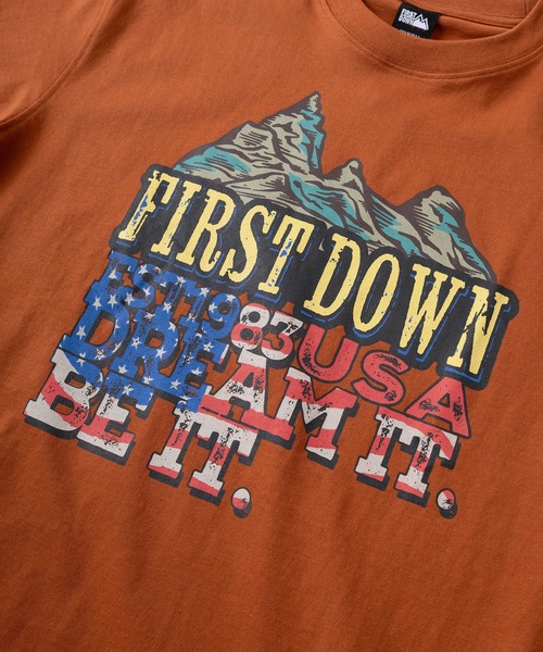 FIRST DOWN(ファーストダウン)の「【76】【FIRST DOWN USA/ファーストダウン USA】グラフィック ロゴプリント クルーネックTシャツ/ワンポイントワッペン/バックプリント(Tシャツ/カットソー・メンズ・カーキ/ホワイト系その他2/ブラック/オレンジ/ホワイト系その他/ホワイト・M/S)」の19枚目の写真