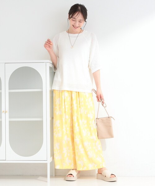 SHOO・LA・RUE（シューラルー）の「【S-LL】シアーワッフル ラグラン5分袖ゆるTシャツ（Tシャツ/カットソー・レディース・ブラウン系その他/オフホワイト/グリーン系・04/03/02/01）」の19枚目の写真