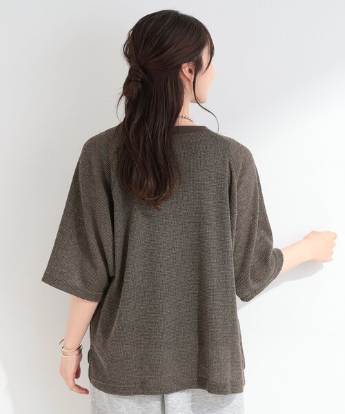 SHOO・LA・RUE（シューラルー）の「【S-LL】シアーワッフル ラグラン5分袖ゆるTシャツ（Tシャツ/カットソー・レディース・ブラウン系その他/オフホワイト/グリーン系・04/03/02/01）」の12枚目の写真