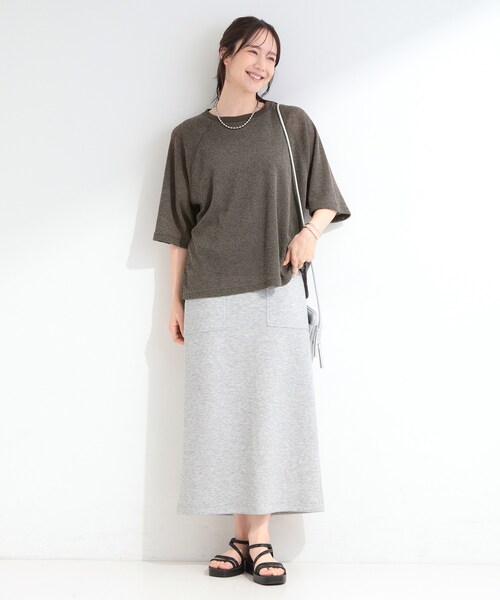 SHOO・LA・RUE（シューラルー）の「【S-LL】シアーワッフル ラグラン5分袖ゆるTシャツ（Tシャツ/カットソー・レディース・ブラウン系その他/オフホワイト/グリーン系・04/03/02/01）」の11枚目の写真