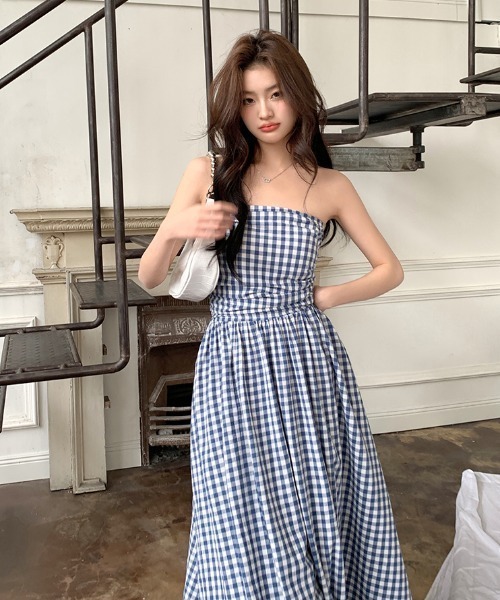 Aelina（エリナ）の「チェック柄ワンピース（ワンピース・レディース・ブラック/ブルー・L/M/S）」の7枚目の写真