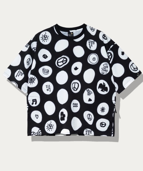 go slow caravan（ゴースローキャラバン）の「ストレッチサッカー 総柄プリント S/STEE（Tシャツ/カットソー・メンズ・ネイビー/ブラック/アイボリー・LARGE/MEDIUM/X-LARGE）」の2枚目の写真